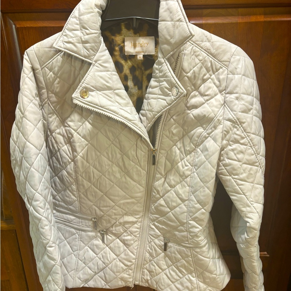 Laundry by Shelli Segal, ivory, med side zip coat